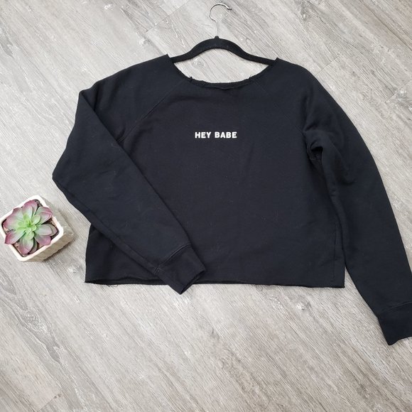 Brunette The Label Tops - Brunette The Label Hey Babe Cropped Sweatshirt M